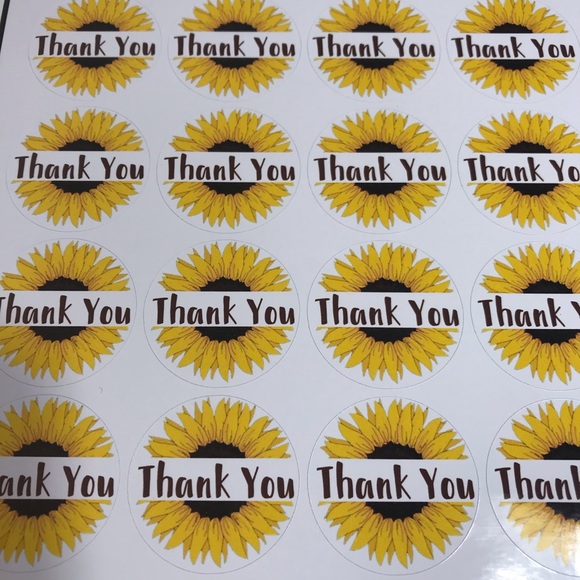 48ct sunflower thank you stickers size about 1.5” - Picture 5 of 5